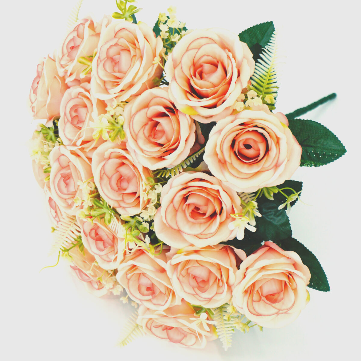 Artificial Rose Bouquet – Pink – 24 Heads – Wedding Decoration – Factory Wholesale
