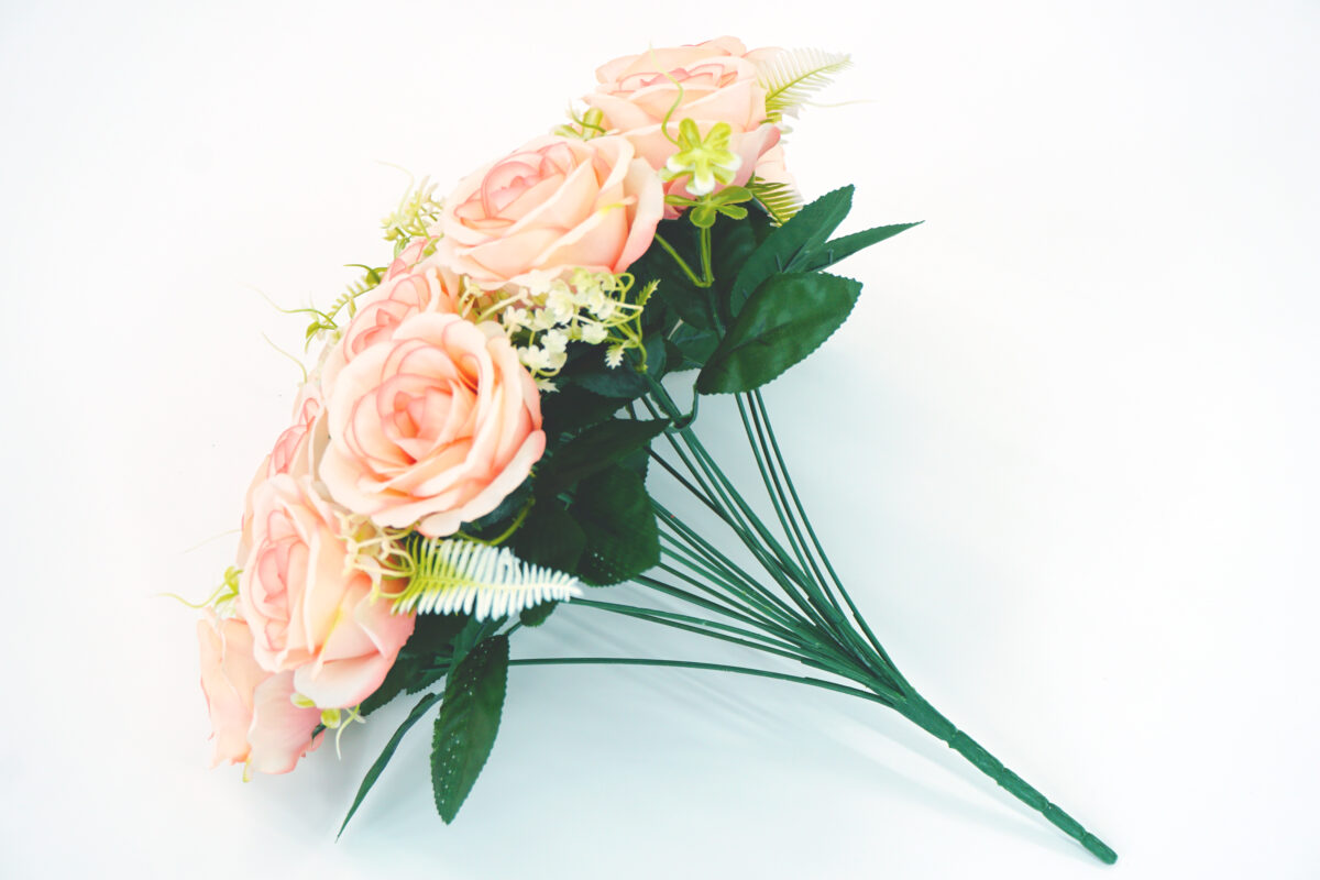 Artificial Rose Bouquet – Pink – 24 Heads – Wedding Decoration – Factory Wholesale - Image 2