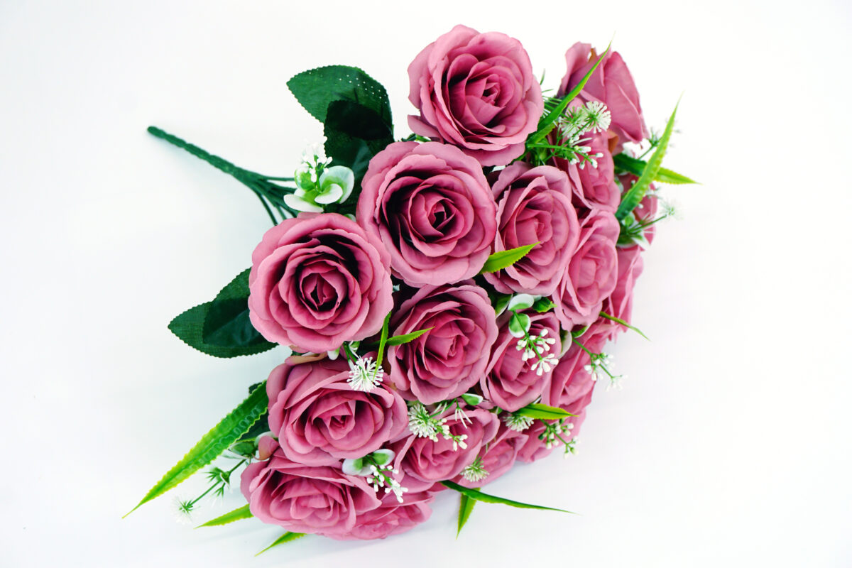 Artificial Rose Bouquet – Pink – 24 Heads – Wedding Decoration – Factory Wholesale - Image 3