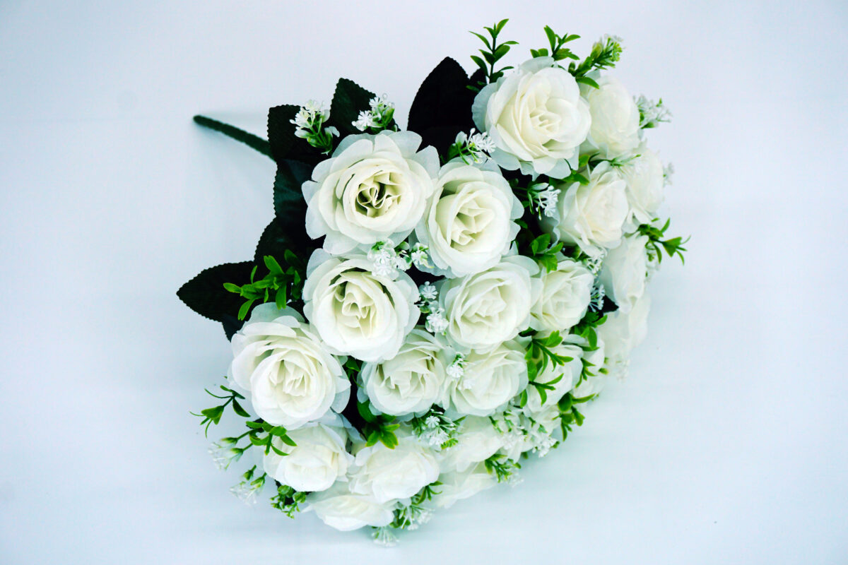 white artificial flower bouquet for bride - 42