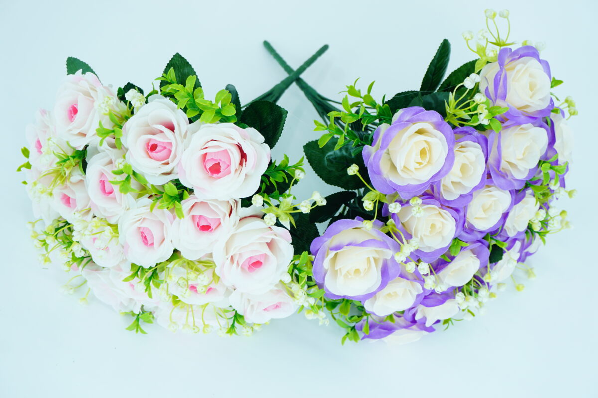modern silk hand bouquet with flat design