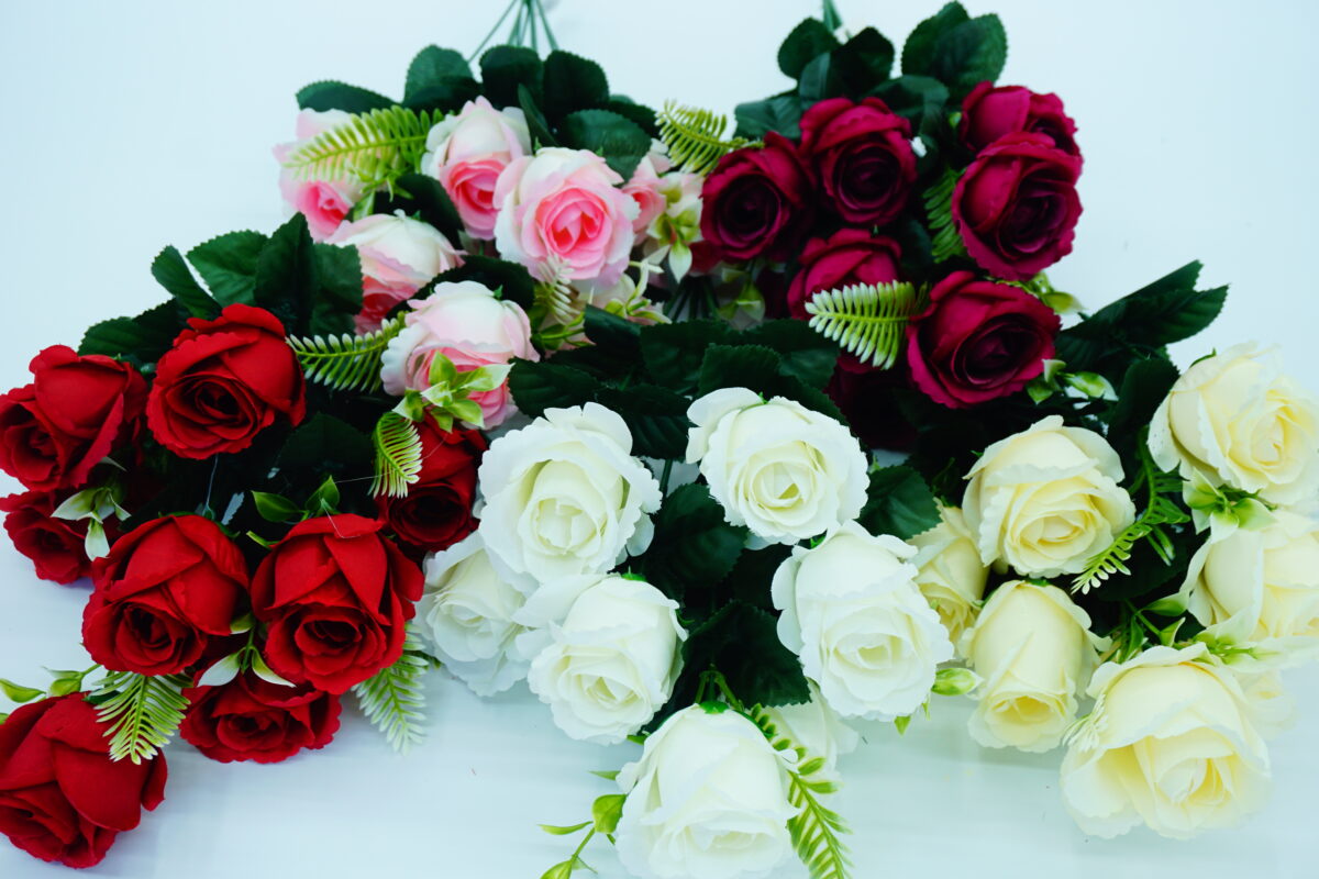 5-Color Serrated Edge Mini Rose Bouquet – Artificial Small Roses for Home & Wedding Decor-48 - Image 6