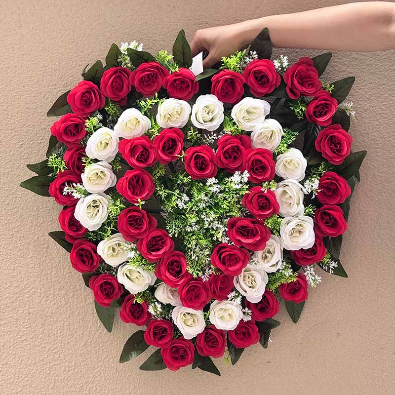 Heart-Shaped Rose Wreath and Door Decoration