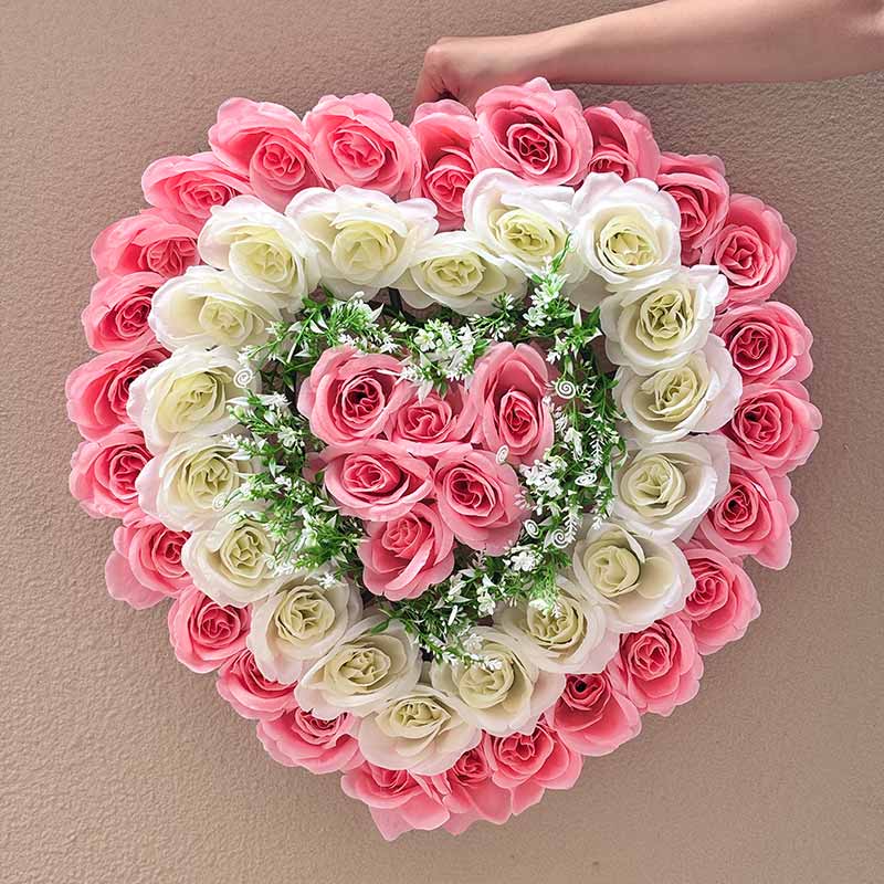 Heart-Shaped Rose Wreath and Door Decoration - Image 2
