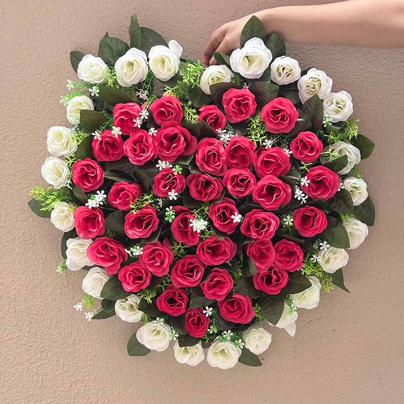 Heart-Shaped Artificial Rose Wreath and Door Decoration
