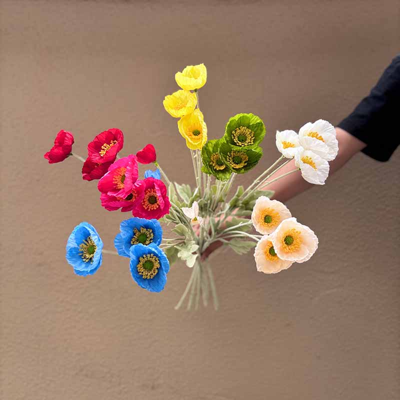 Single Faux Poppy Floral Decoration